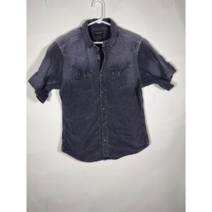 AllSaints Spitalfields Mens Corduroy Western Shirt Short Sleeve Grey Medium